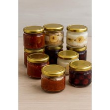 Şanal 10 Adet 300 ml Metal Gold Altın Konserve Kapaklı Magnolya ve Gıda Saklama 300 cc Şeffaf Cam Kavanoz