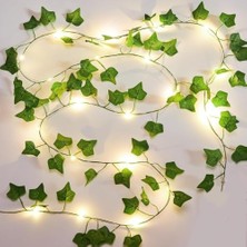 Şanal Ledli Sarmaşık Yapay Yaprak Işıklı Dal 3 Metre LED 2.4 Metre Yapay Yeşil Vine, Günışığı Dekoratif Aydınlatma, Ev Oda Parti Duvar Süsleme          [enerji Sınıfı A]