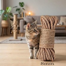 Şanal 8 mm Jüt Kedi Tırmalama Direği Yenileme Halatı 50M