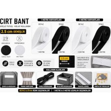 Şanal Paşateks 2.5 cm Yapışkansız Cırt Bant – Beyaz Siyah Velcro Bant – 1 M & 3 M Dikilebilir Kanca Hav Bant (Beyaz, 1)