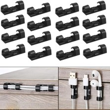 Şanal Yapışkanlı Kablo Sabitleyici Düzenleyici Çok Amaçlı Kablo Toparlayıcı Klips SET-AL4552 16 Adet (Beyaz)