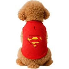 Şanal Kedi ve Köpek Kıyafeti & Elbisesi Kırmızı Superman Atlet L