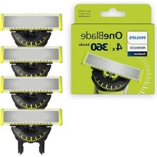 Şanal Philips  Oneblade 360 Bıçaklar, Oneblade Elektrikli Tıraş Makinesi ve Düzeltici Için Orijinal Yedek Bıçaklar, 4'lü Paket, QP440/80