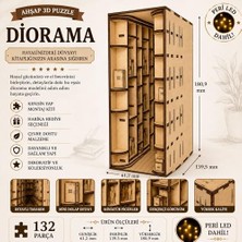 Şanal Algwooddesign Kütüphane Book Nook Ahşap Maket, 132 Parça Dıy Minyatür Kütüphane Dioraması, Peri LED Dahil, Mdf 3D Puzzle, Kitaplık Dekorasyon Seti, 13,95 x 6,12 x 18,09 cm