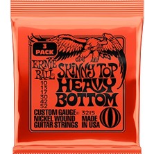 Şanal Ernie Ball Skinny Top Heavy Bottom Slinky Nickel Wound Electric Guitar Strings 3 Pack - 10-52 Gauge