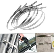Şanal Cırt Kelepçe Metal Paslanmaz Çelik Kablo Zip Bağı Çok Amaçlı Bağlama 4.6X200 10 Adet
