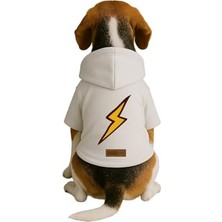 Şanal Baskılı Içi Polarlı Köpek ve Kedi Kıyafeti & Elbisesi - Beyaz Renk Kapüşonlu Hoodie B8122 2xl