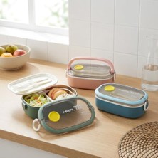 Şanal Deconox Paslanmaz Çelik Yemek Kabı 750 Ml, Çatal Kaşık Dahil, Kilitli Kapaklı Lunch Box, Yemek Taşıma ve Saklama Kabı, 21X12X7,50 Cm, Yeşil/pembe/mavi