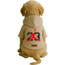 Şanal Baskılı Içi Polarlı Köpek ve Kedi Kıyafeti & Elbisesi - Bej Renk Kapüşonlu Hoodie B46A1, Xl