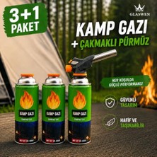 Şanal 3+1 Çakmaklı Pürmüz Yedek Kartuşu Kamp Zı 400 ml Piknik Kamp Manl Mutfak Ateş Tutuşturucu