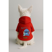 Şanal Baskılı Içi Polarlı Köpek ve Kedi Kıyafeti & Elbisesi - Kırmızı Renk Kapüşonlu Hoodie BFB4E M
