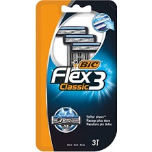 Şanal Bıc Flex 3 Erkek Tıraş Bıçağı 3'lü Blister (3 Bıçak), Birbirinden Bağımsız Hareket Edebilen 3 Bıçak, Oynar Başlık, Aloe Vera ile Zenginleştirilmiş Kayganlaştırıcı Jel Şerit