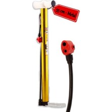 Şanal Bisiklet Pompası 55 cm Pratik El Tipi Ayak Tutamaklı Metal Borulu Top Lastik Şambrel Şişirme