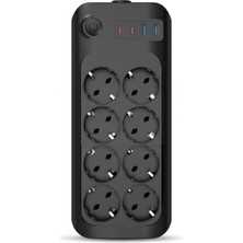 Şanal Babilden 0,1 Metre Termal Akım Korumalı 3'lü Priz Çoklayıcı, 1 USB 2 Type-C Girişli 4000W Üçlü Dönüştürücü Uzatma Kablosu 3 Adet Anahtarlı Giriş Masaüstü Duvar Çoklu Prizi