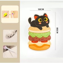 Şanal Duvara Yapışan Desenli Kedi Tırmalama Tahtası – Çizilmeye Dayanıklı Tırmalama Pedi (Hamburger)