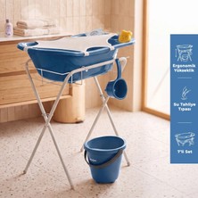 Babyjem Ayaklı Bebek Banyo Küvet Seti 7 Parça İndigo Mavi