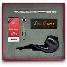 Bek Tobacco Longan Okuma 9mm Ahşap Kıvrık Pipo Seti Mat Siyah