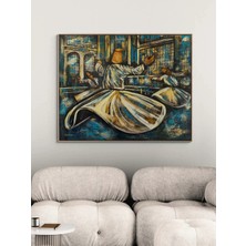 Simurg Sanatevi Ruhun Yolculuğu Semazenler Yağlı Boya Tablosu - Tuval Üzerine El Yapımı - 160 x 140 cm