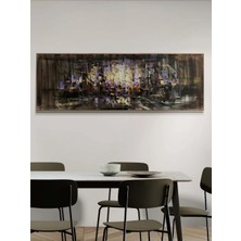 Simurg Sanatevi Çizgiler Arası Yağlı Boya Tablosu - Tuval Üzerine El Yapımı - 180 x 60 cm