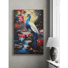 Simurg Sanatevi Tavus Kuşu ve Kayıp Bahar Yağlı Boya Tablosu - Tuval Üzerine El Yapımı - 80 x 120 cm