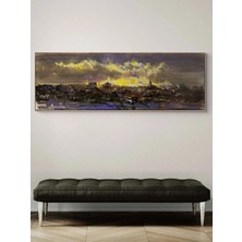 Simurg Sanatevi Ufukta Istanbul Yağlı Boya Tablosu - Tuval Üzerine El Yapımı - 180 x 60 cm