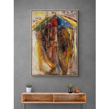 Simurg Sanatevi Yağmurda Birlikte Yağlı Boya Tablosu - Tuval Üzerine El Yapımı - 70 x 100 cm