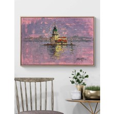 Simurg Sanatevi Kız Kulesinde Yakamoz Yağlı Boya Tablosu - Tuval Üzerine El Yapımı - 90 x 60 cm