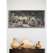Simurg Sanatevi Kafede Geçen Zaman Yağlı Boya Tablosu - Tuval Üzerine El Yapımı - 120 x 60 cm