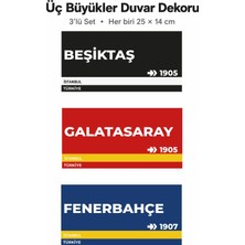 212toyzz 3 Büyükler 3'lü Ahşap Poster Seti Fenerbahçe Galatasaray Beşiktaş Dekoratif Duvar Tablosu 13X27 cm