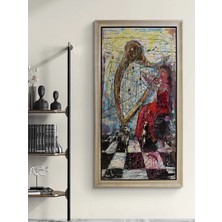 Simurg Sanatevi Arpın Kalbindeki Kadın Yağlı Boya Tablosu - Tuval Üzerine El Yapımı - 80 x 160 cm