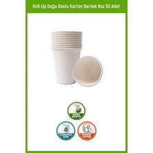 Roll-Up Doğa Dostu 8oz Karton Bardak 10'lu Paket Beyaz Renkli Piknik ve Seyahat İçin