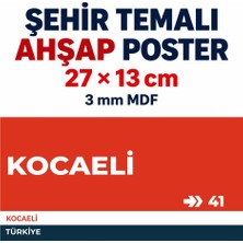 212toyzz KOCAELI41 Dekoratif Şehir Plaka Retro Tablo Mdf Ahşap Tablo Sokak Tabelası Hediyelik 27X13CM