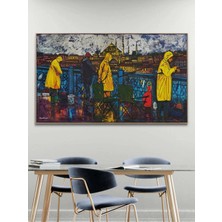 Simurg Sanatevi Yağmurda Balık Nöbeti Yağlı Boya Tablosu - Tuval Üzerine El Yapımı - 170 x 100 cm