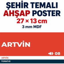 212toyzz Artvin 08 Dekoratif Şehir Plaka Retro Tablo Mdf Ahşap Tablo Sokak Tabelası Hediyelik 27X13CM