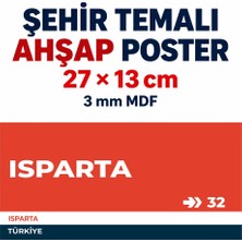 212toyzz ISPARTA32 Dekoratif Şehir Plaka Retro Tablo Mdf Ahşap Tablo Sokak Tabelası Hediyelik 27X13CM