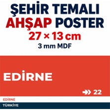 212toyzz Edirne 22 Dekoratif Şehir Plaka Retro Tablo Mdf Ahşap Tablo Sokak Tabelası Hediyelik 27X13CM