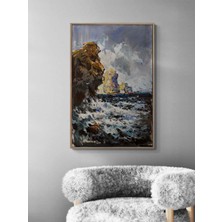 Simurg Sanatevi Kayalara Vuran Öfke Yağlı Boya Tablosu - Tuval Üzerine El Yapımı - 60 x 90 cm