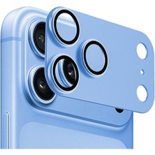 Universal Apple iPhone 18 Pro Max Uyumlu FC007 Titanyum Serisi Anti Reflective Kamera Lens Koruyucu Mavi