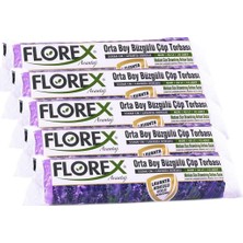 Florex Büzgülü Lavanta Kokulu Orta Boy Çöp Torbası 5 Adet Mor 55 x 60 cm