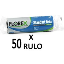Florex Standart Orta Boy ( 55X60 cm ) Siyah Çöp Poşeti 50 Rulo 20*50=1000 Adet
