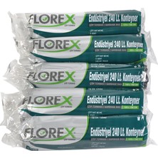 Florex Endüstriyel 240 lt Konteyner Siyah Çöp Torbası 120x150 cm 5 Rulo Kokusu Yok Çift Kat 60 Mc