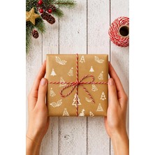 Universal 10LU Ambalaj, Paket Kağıdı, 70X100 cm Çam Desenli, Kraft-Beyaz Tek Ebat