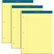 Universal Double Disket Writing Tablet ile Ekstra Sert Arka Taraf, 8 – 1/2 x 11 – 3/10,2 Cm, Delikli, 3-Delik Delikli, Kanarienvoegel, Legal/genişlik Rule, 100 Yaprak Pro Blok, 3 Pads Pro Pack (63392)