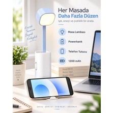 Universal Şarjlı Dokunmatik 20 LED Çalışma Okuma Işığı Masa Lambası Ayarlanabilir Parlaklık Powerbank 1200MAH