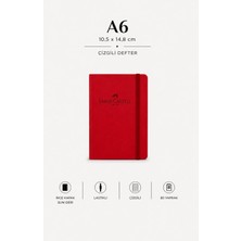 Universal Faber Not Defteri Küçük Boy, Çizgili, 80 Yaprak, Suni Deri (Kırmızı)