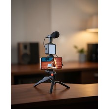 Vavis Video Çekim Kiti Tripod LED Işık Harici Mikrofon ve Bluetooth Kumanda Seti