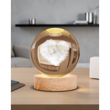 Vavis Cam Küre Işıklı Kalp Motif Ahşap Standlı Xuczzzkalpküre-3