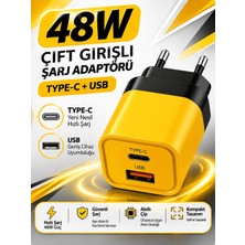 Moxti 48W Hızlı Şarj Adaptörü Type-C + USB Çift Girişli Akıllı Şarj Başlığı Hızlı