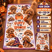 Gökova Home Kedi & Köpek Kurulama Havluları | Poodle Halloween | Büyük Boy | Hızlı Kuruyan 60X120CM