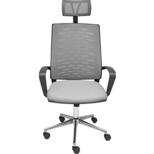 Obc Ofis Büro Concept Nadya Fileli Krom Yönetici Ofis Koltuğu Gri Kumaş Tekerlekli Ergonomik Tasarım